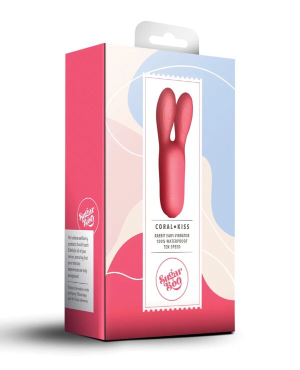 Кліторальний міні вібратор SugarBoo Coral Kiss з вушками, робота від батарейок