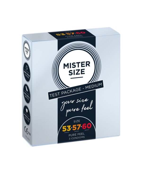 Набір презервативів Mister Size - pure feel 53-57-60 (3 condoms), 3 розміри, товщина 0,05 мм