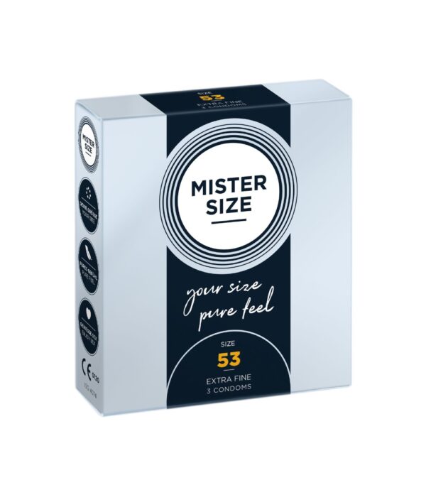 Презервативи Mister Size (3 condoms) товщина 0,05 мм. 1 з 7  розмірів на вибір (47,49,53,57,60,64,69)