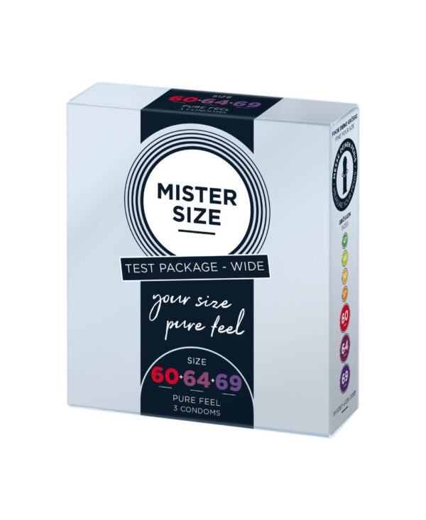 Набір презервативів Mister Size - pure feel 60-64-69 (3 condoms), 3 розміри, товщина 0,05 мм